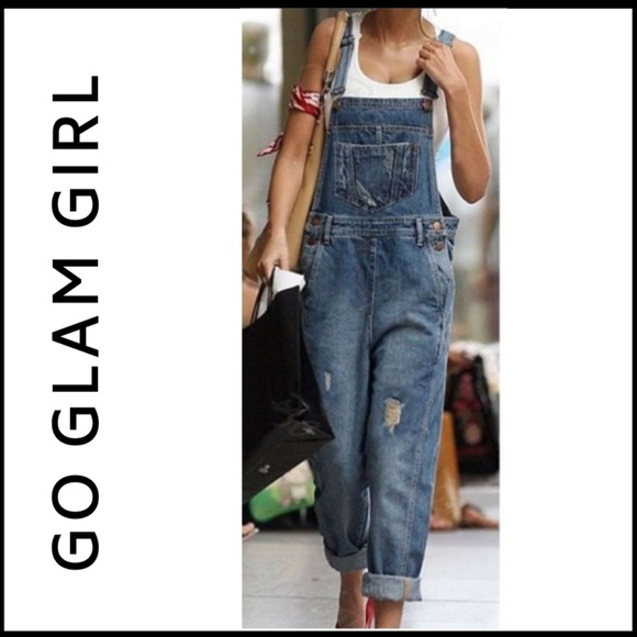 Glam Girl Fashion Denim - NWT OVERSIZED Distressed Denim Overalls - 2 LEFT